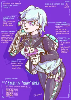 A decker and her equipment, drawn July 27, 2025