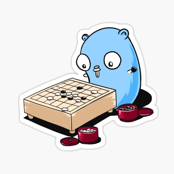 A sticker of the Go Gopher playing Go